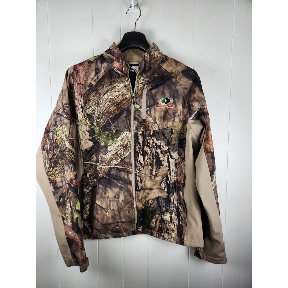 Mossy Oak Break-Up Country Camo Softshell Hunting Jacket Mens Large Fleece Lined